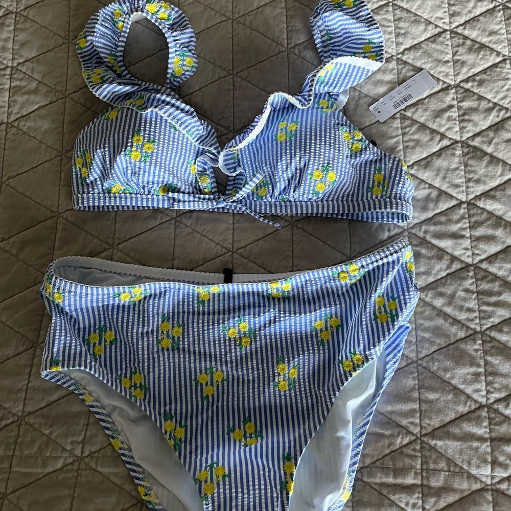 J Crew NWT two piece floral swimsuit